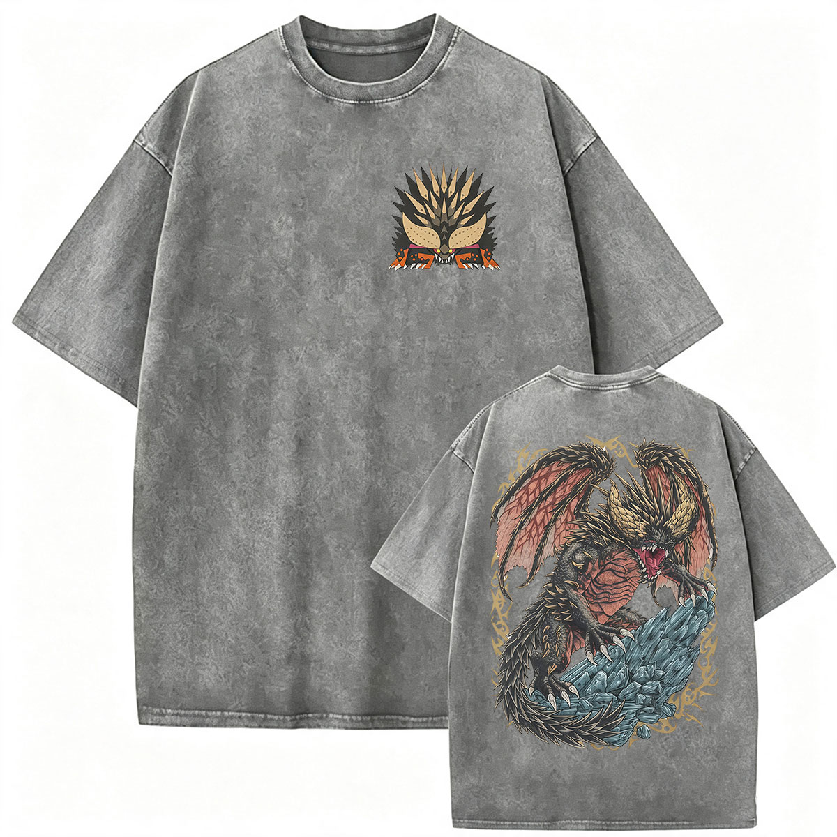 Vintage Washed Monster Hunter  - Retro Gaming T Shirt recension och pris